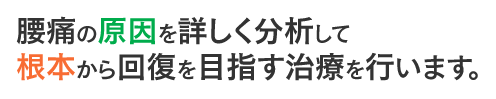 腰痛の原因を詳しく分析して根本から回復を目指す治療をい行います。